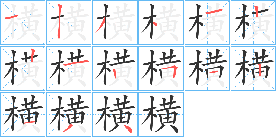 横字的笔顺分布演示