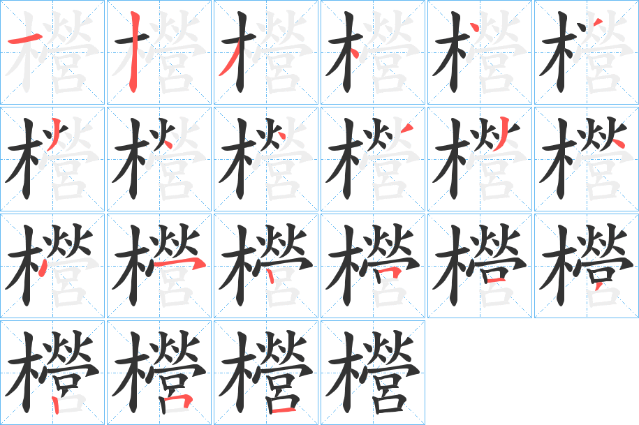 櫿字的笔顺分布演示