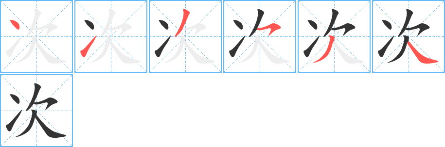 次字的笔顺分布演示