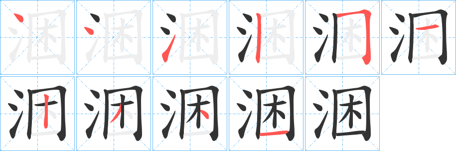 涃字的笔顺分布演示