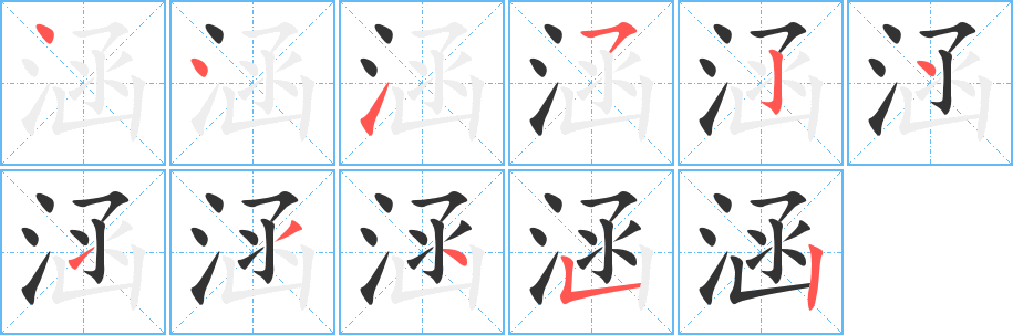 涵字的笔顺分布演示