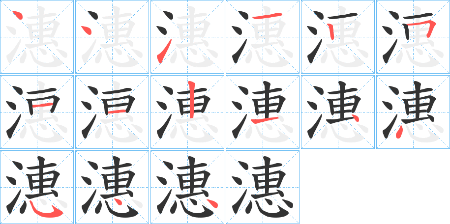 潓字的笔顺分布演示