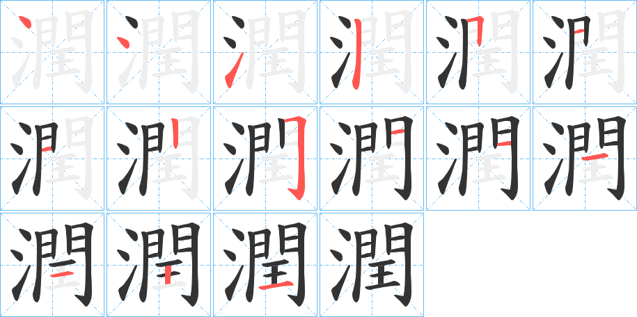 潤字的笔顺分布演示