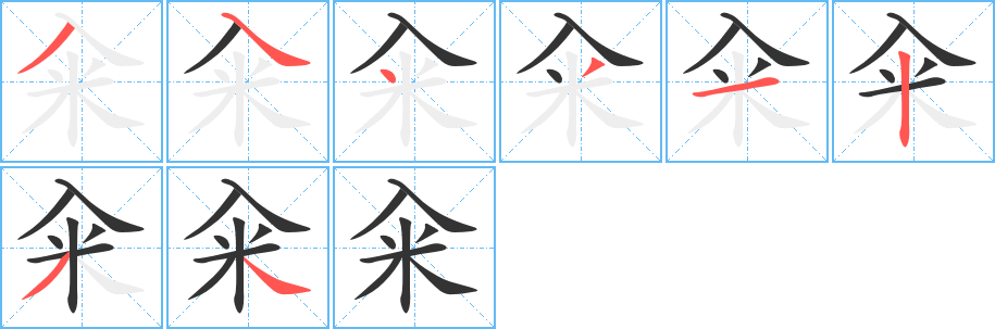 籴字的笔顺分布演示