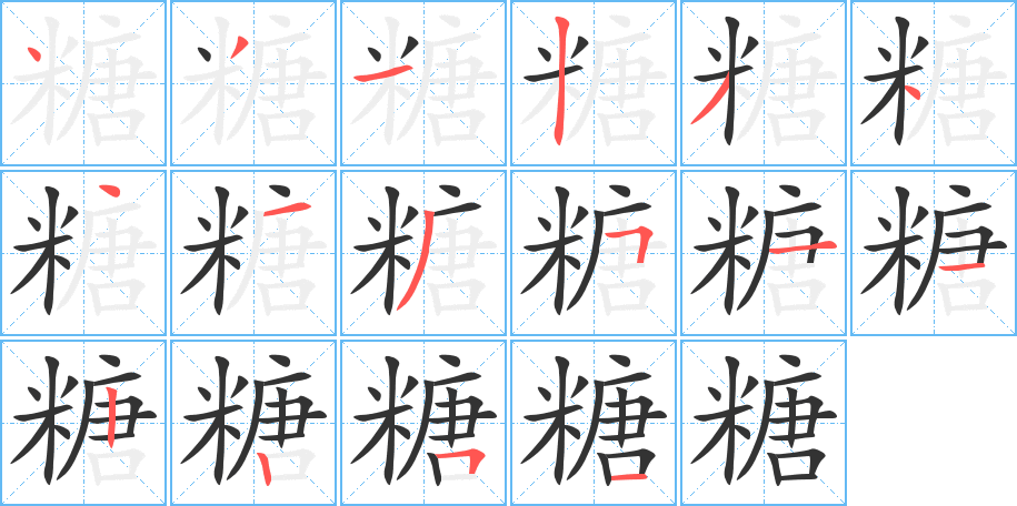 糖字的笔顺分布演示