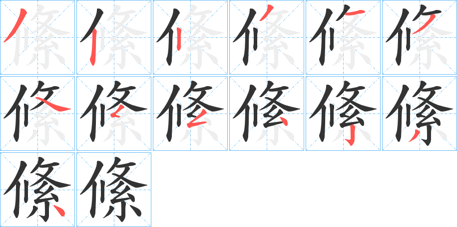 絛字的笔顺分布演示