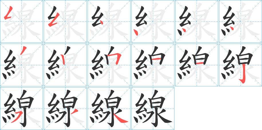 線字的笔顺分布演示