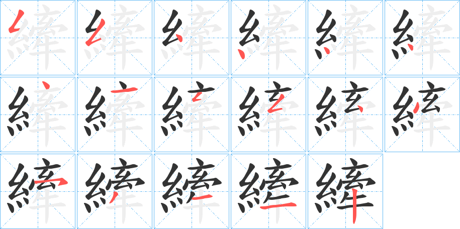 縴字的笔顺分布演示