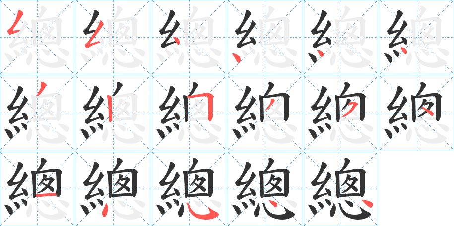 總字的笔顺分布演示