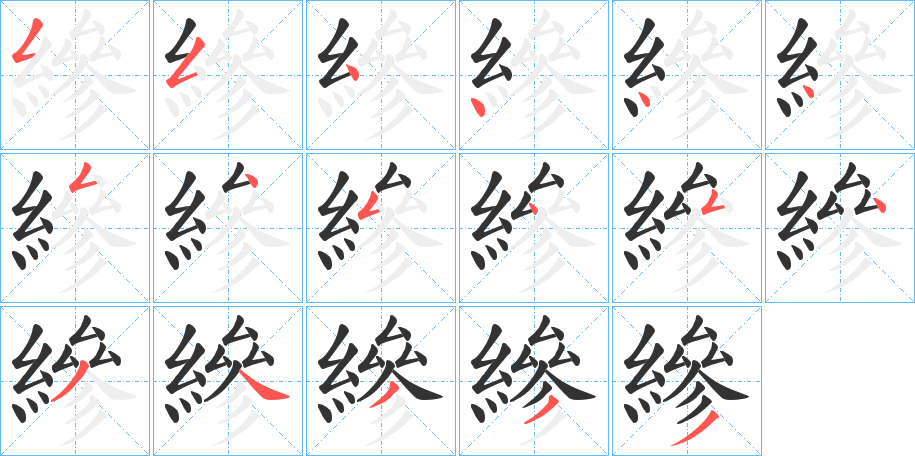 縿字的笔顺分布演示