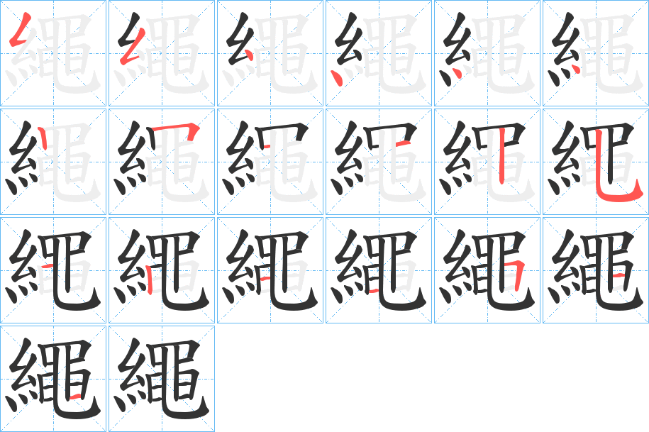 繩字的笔顺分布演示