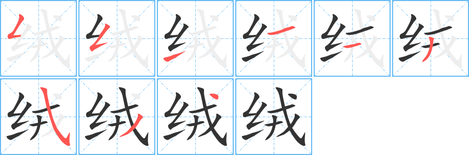 绒字的笔顺分布演示