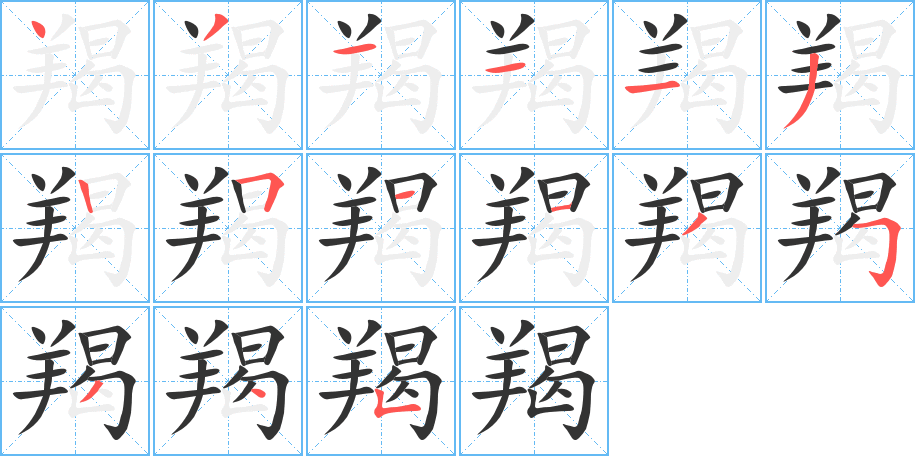 羯字的笔顺分布演示