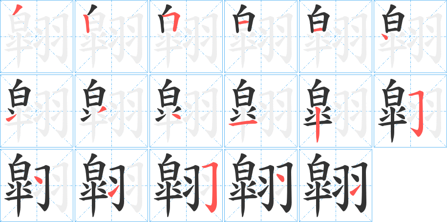 翶字的笔顺分布演示