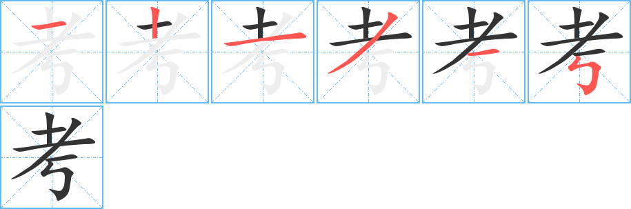 考字的笔顺分布演示