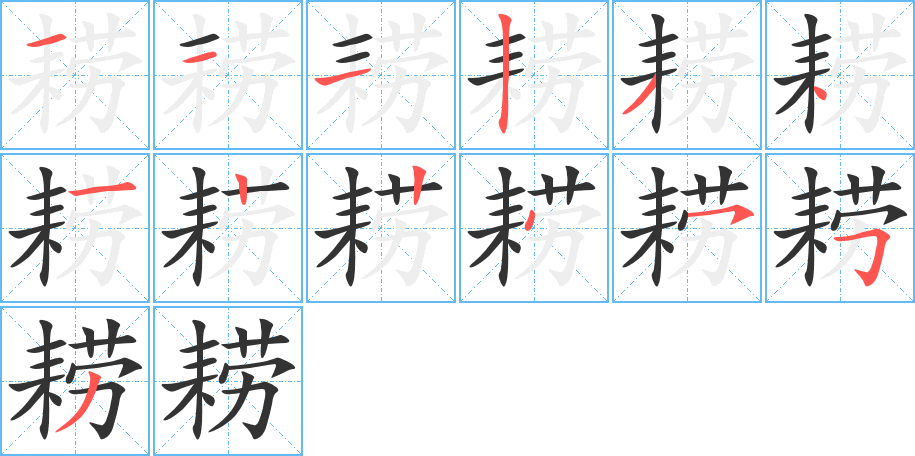 耢字的笔顺分布演示