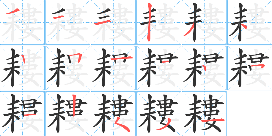 耬字的笔顺分布演示