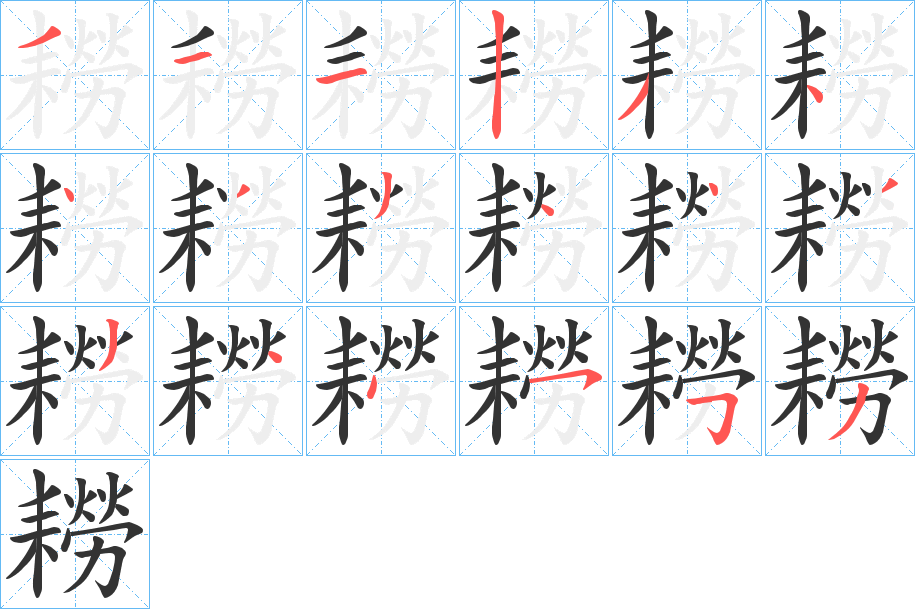 耮字的笔顺分布演示