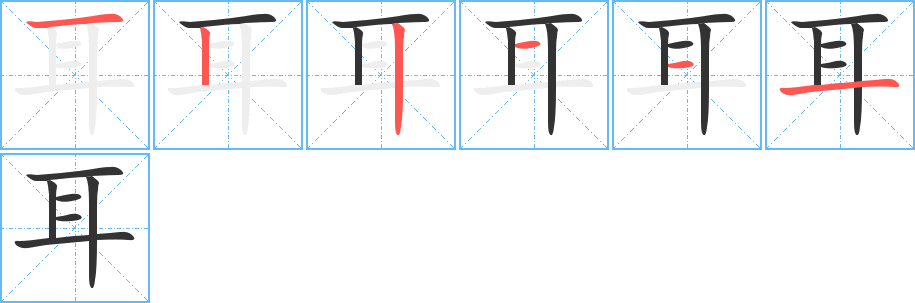 耳字的笔顺分布演示