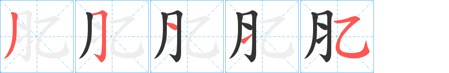 肊字的笔顺分布演示