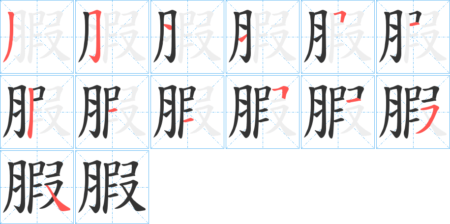 腵字的笔顺分布演示