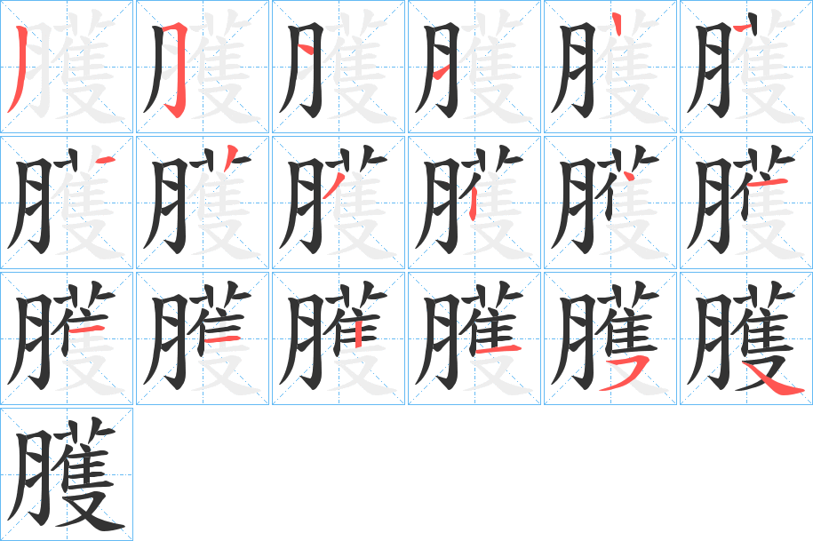 臒字的笔顺分布演示