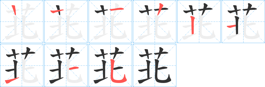 苝字的笔顺分布演示