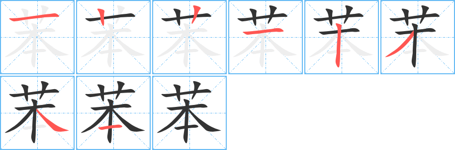 苯字的笔顺分布演示