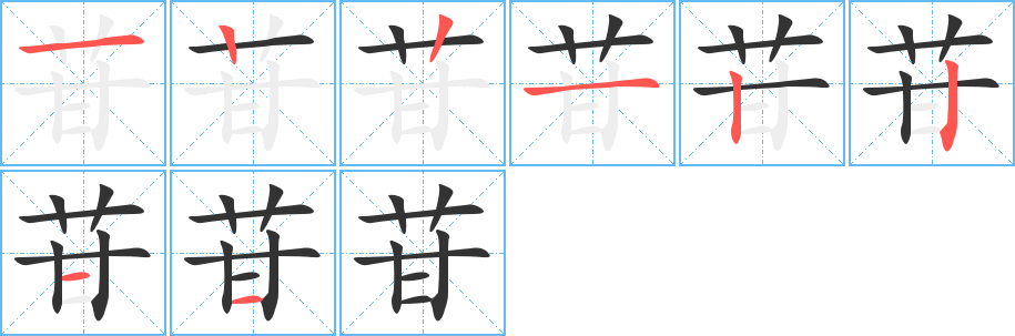 苷字的笔顺分布演示