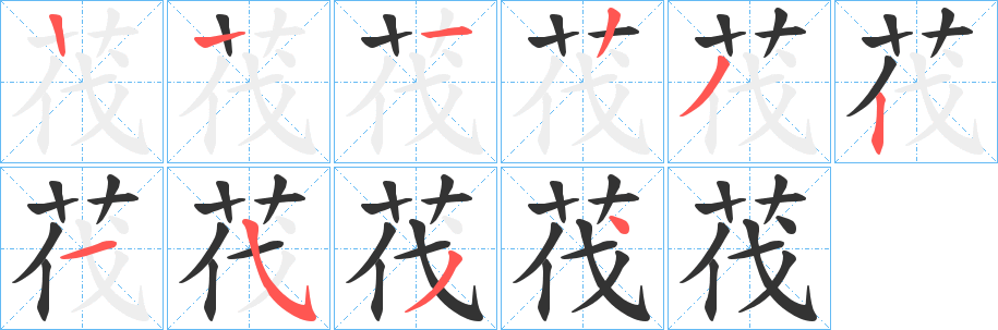 茷字的笔顺分布演示