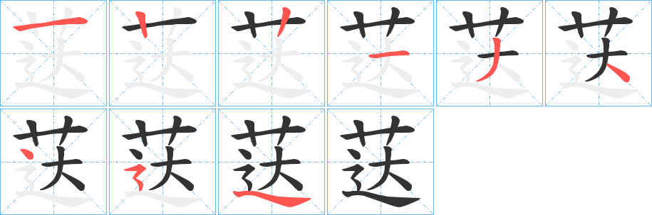 荙字的笔顺分布演示