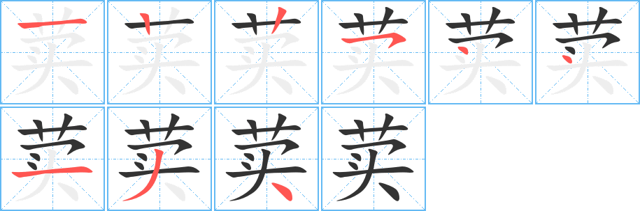 荬字的笔顺分布演示