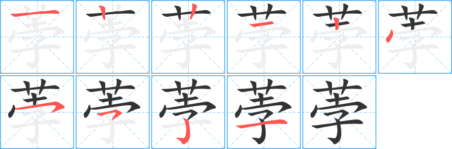 荸字的笔顺分布演示