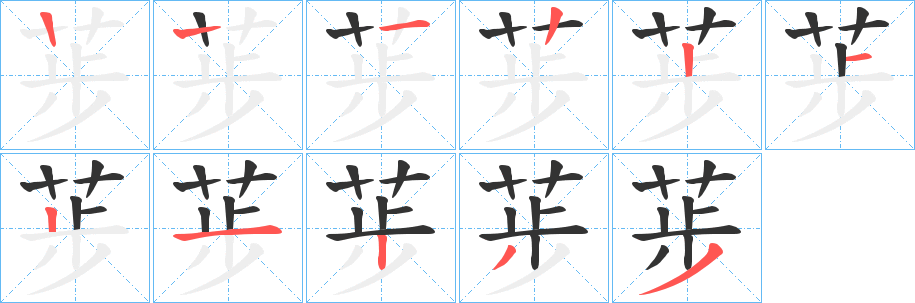 荹字的笔顺分布演示