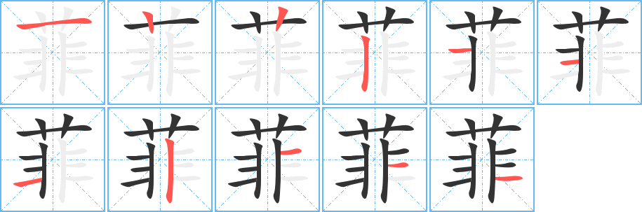 菲字的笔顺分布演示