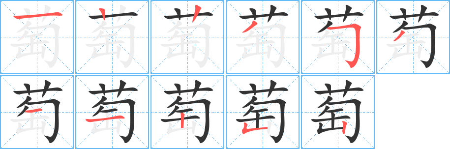 萄字的笔顺分布演示