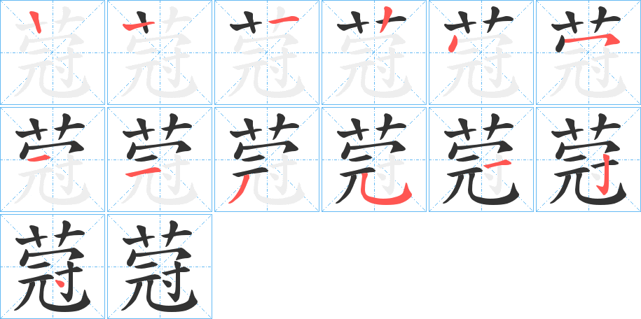 蒄字的笔顺分布演示