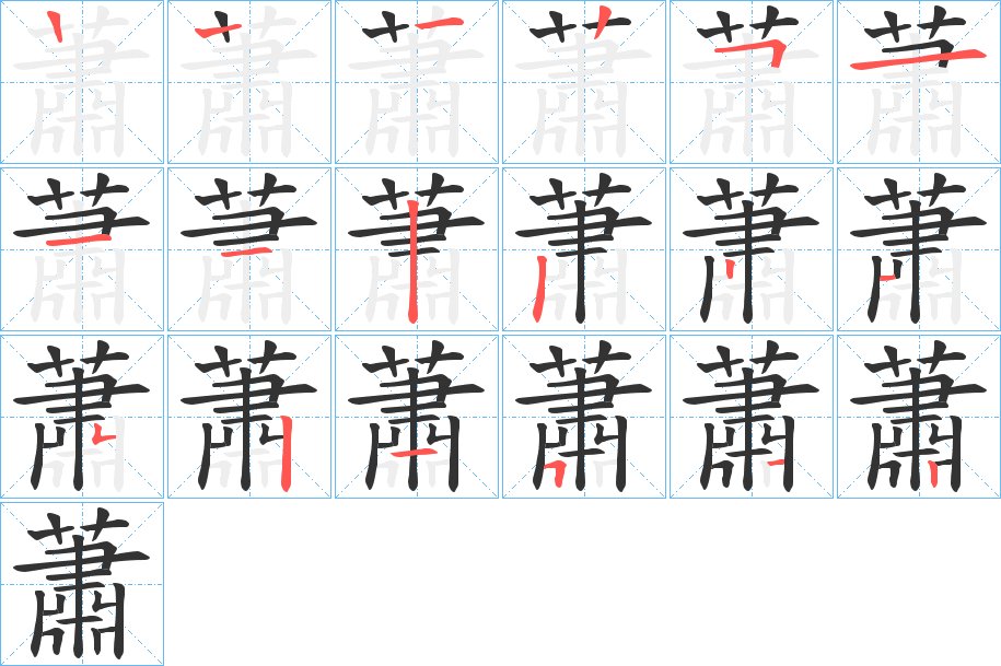 蕭字的笔顺分布演示