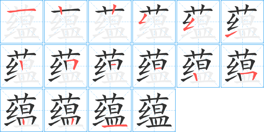 蕴字的笔顺分布演示