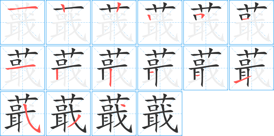 蕺字的笔顺分布演示