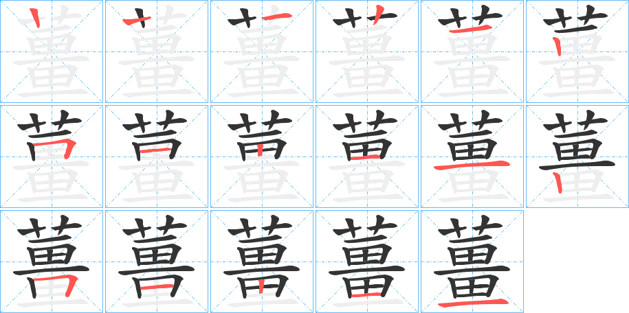 薑字的笔顺分布演示