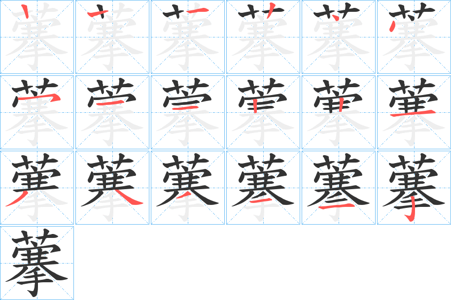 藆字的笔顺分布演示