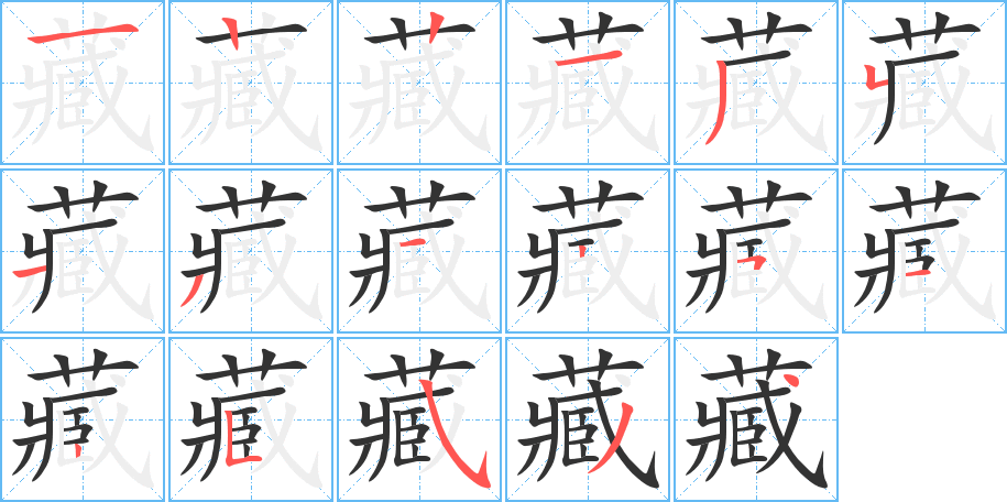 藏字的笔顺分布演示