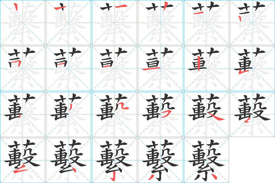 蘻字的笔顺分布演示