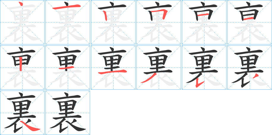 裏字的笔顺分布演示