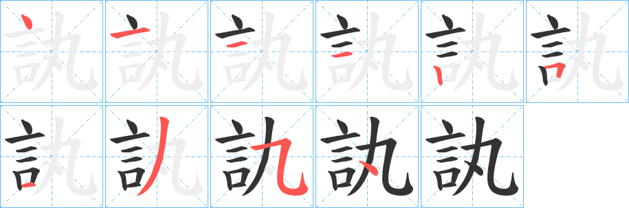 訙字的笔顺分布演示