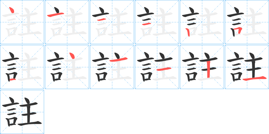 註字的笔顺分布演示