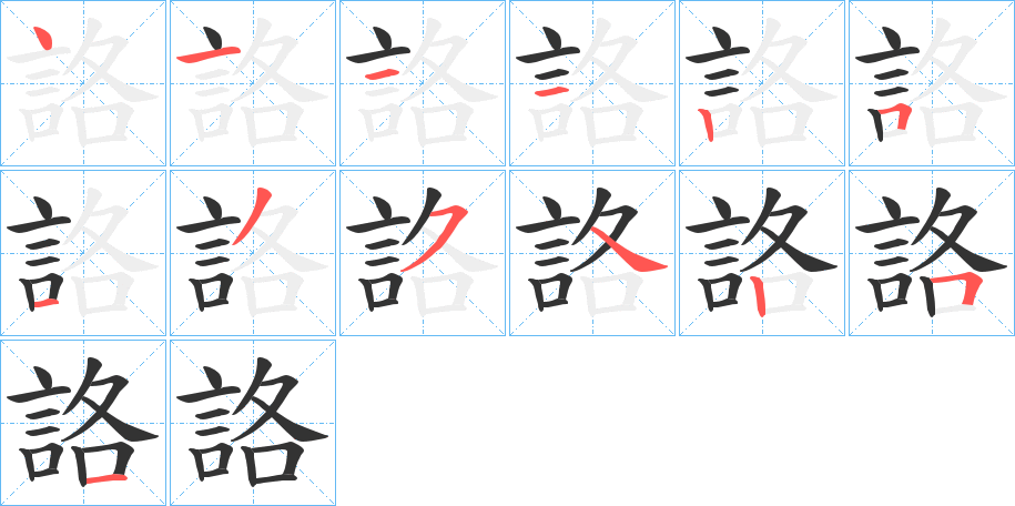 詻字的笔顺分布演示