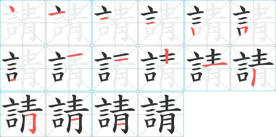 請字的笔顺分布演示