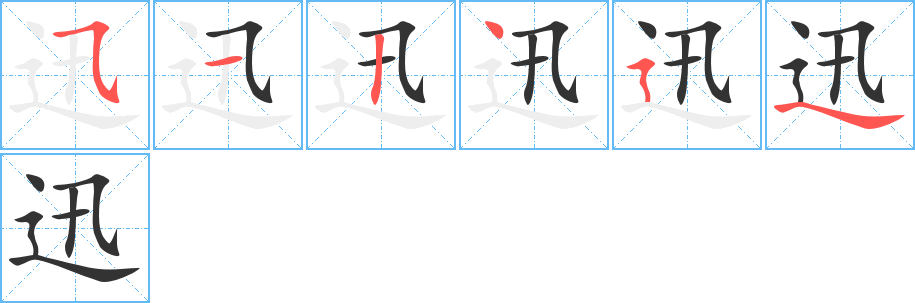 迅字的笔顺分布演示